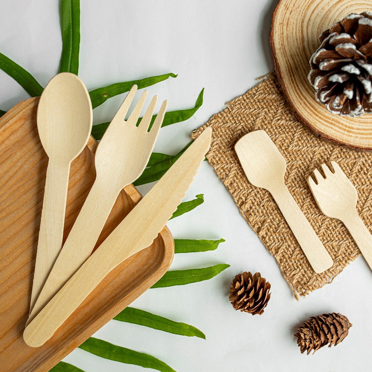 25pk Disposable Wooden Cocktail Forks – Eco-Friendly Party Cutlery – Unbranded